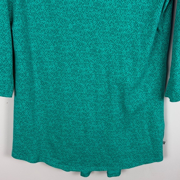 Toad & Co Casual Organic Cotton 3/4 Sleeve Split Neck Tunic Top Large Green - Picture 5 of 14